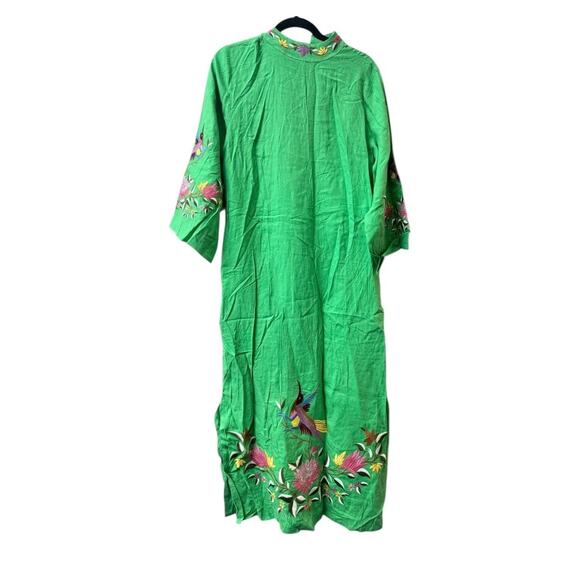 Fanm Mon Asia Embroidered Maxi Dress Size Medium/Green - Picture 3 of 6